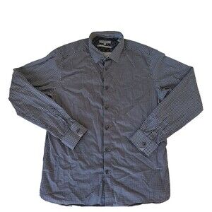 Ted Baker London Shirt Men’s 5 Navy White Micro Dot Long Sleeve Modern Fit